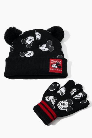 Mickey Mouse Beanie And Gloves Set