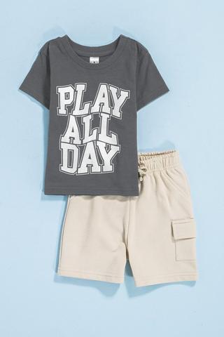 Graphic T-Shirt And Cargo Shorts Set