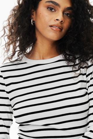 Ribbed Stripe Long Sleeve Top