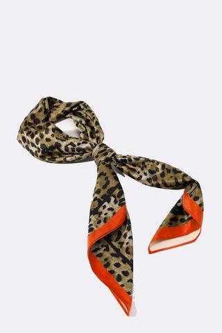 Leopard Print Satin Scarf