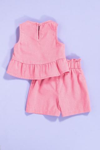 Linen Peplum Top And Shorts Set