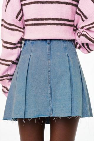 Pleated Denim Skirt