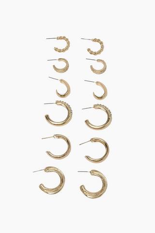 6 Pack Hoop Earrings