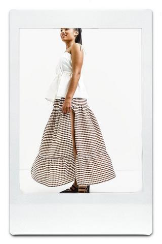 Gingham Tiered Maxi Skirt