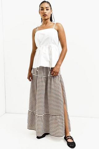 Gingham Tiered Maxi Skirt