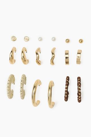 9 Pack Hoop And Stud Earrings