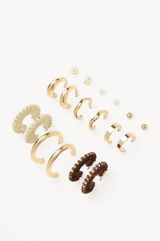 9 Pack Hoop And Stud Earrings