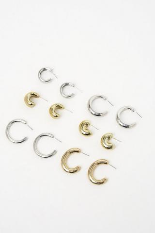 6 Pack Hoop Earrings