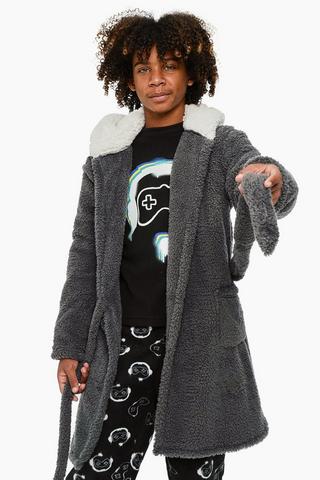 Hooded Sherpa Gown