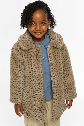 Leopard Print Faux Fur Coat