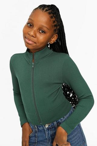 Turtle Neck Zip-Through Top
