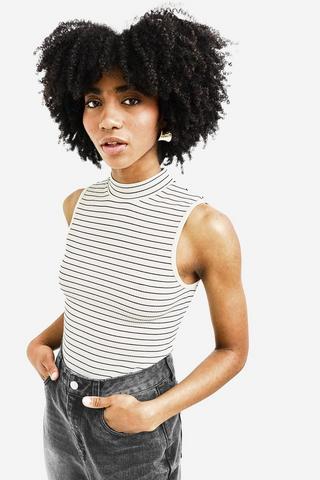 Seamless Stripe Turtle Neck Top