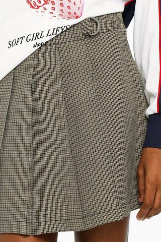 Check Pleated Mini Skirt