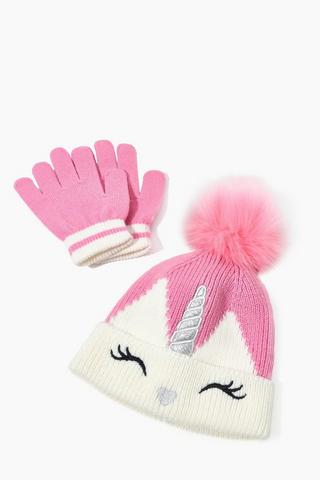Unicorn Beanie And Gloves Set