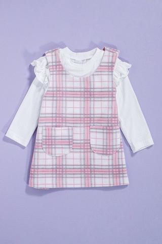 Check Pinafore Dress And T-Shirt Set