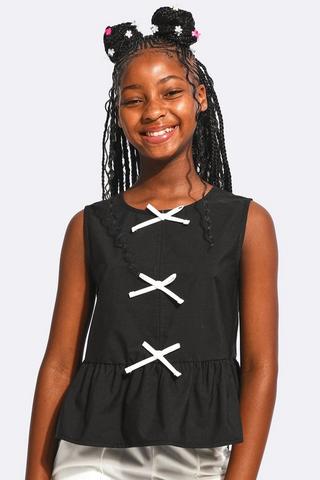 Bow Sleeveless Peplum Top