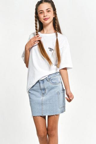 Denim Cargo Mini Skirt