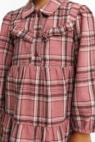 Check Long Sleeve Shirt Dress