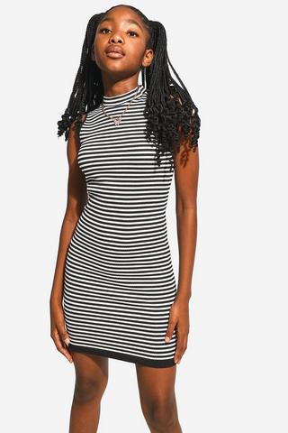 Stripe Turtle Neck Bodycon Dress
