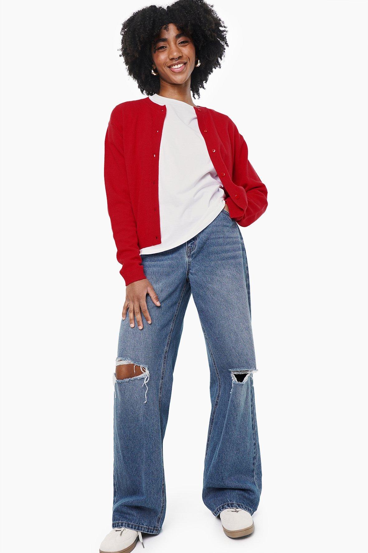 Embroidered Wide Leg Denim