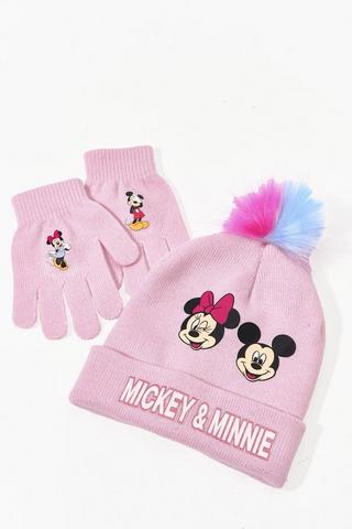 Mickey And Minnie Beanie And Gloves Set