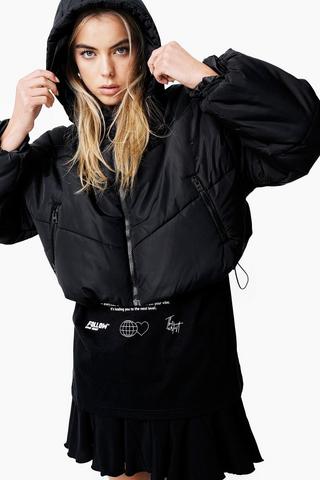Cropped Hooded Puffer Jacket