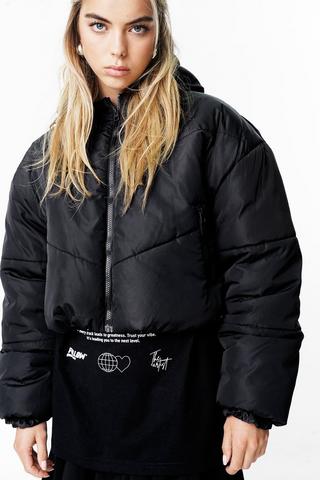 Cropped Hooded Puffer Jacket