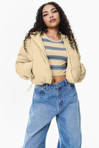 Cropped Hooded Puffer Jacket