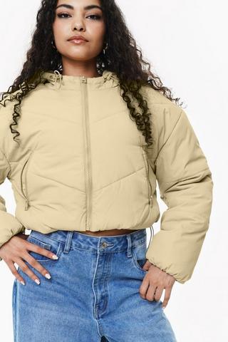 Cropped Hooded Puffer Jacket