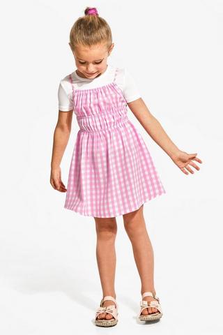 Check Slip Dress And T-Shirt Set