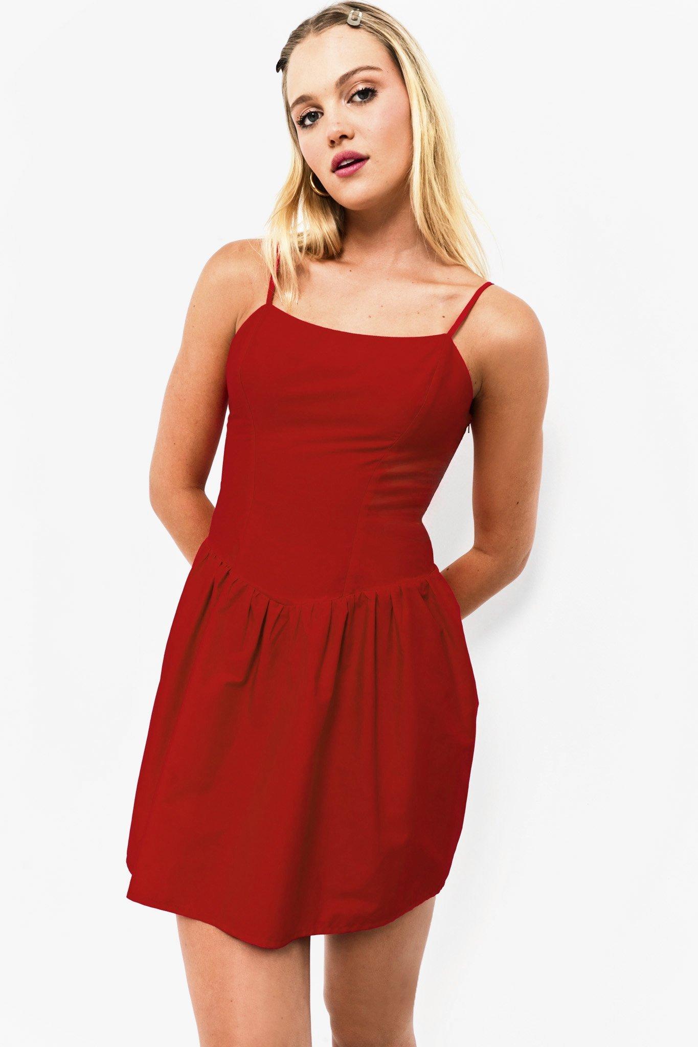stretch gather flare dress main image 0