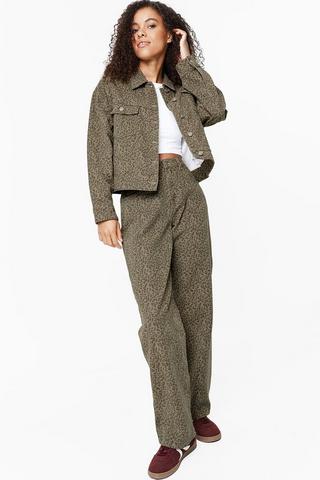 Leopard Print Straight Denim