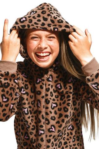 Leopard Print Hooded All In One
