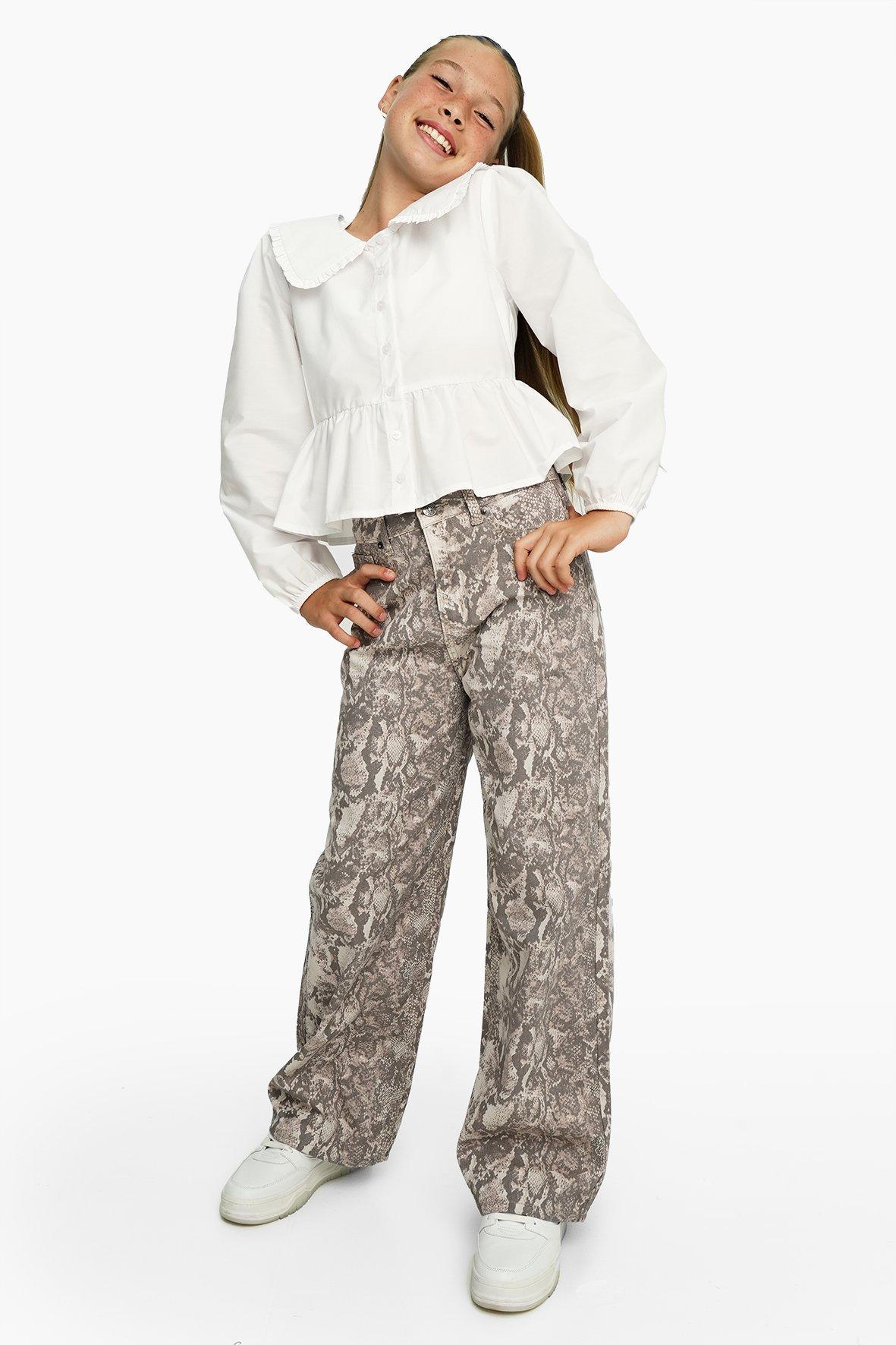 Snake Print Wide-Leg Denim