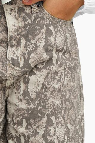 Snake Print Wide-Leg Denim