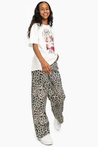 Leopard Print Wide-Leg Denim