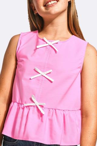 Bow Sleeveless Peplum Top