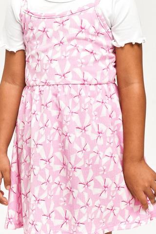 Bow Slip Dress And T-Shirt Set