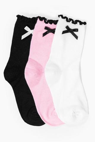 Bow 3 Pack Socks