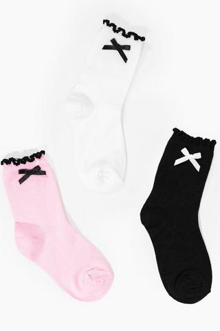 Bow 3 Pack Socks