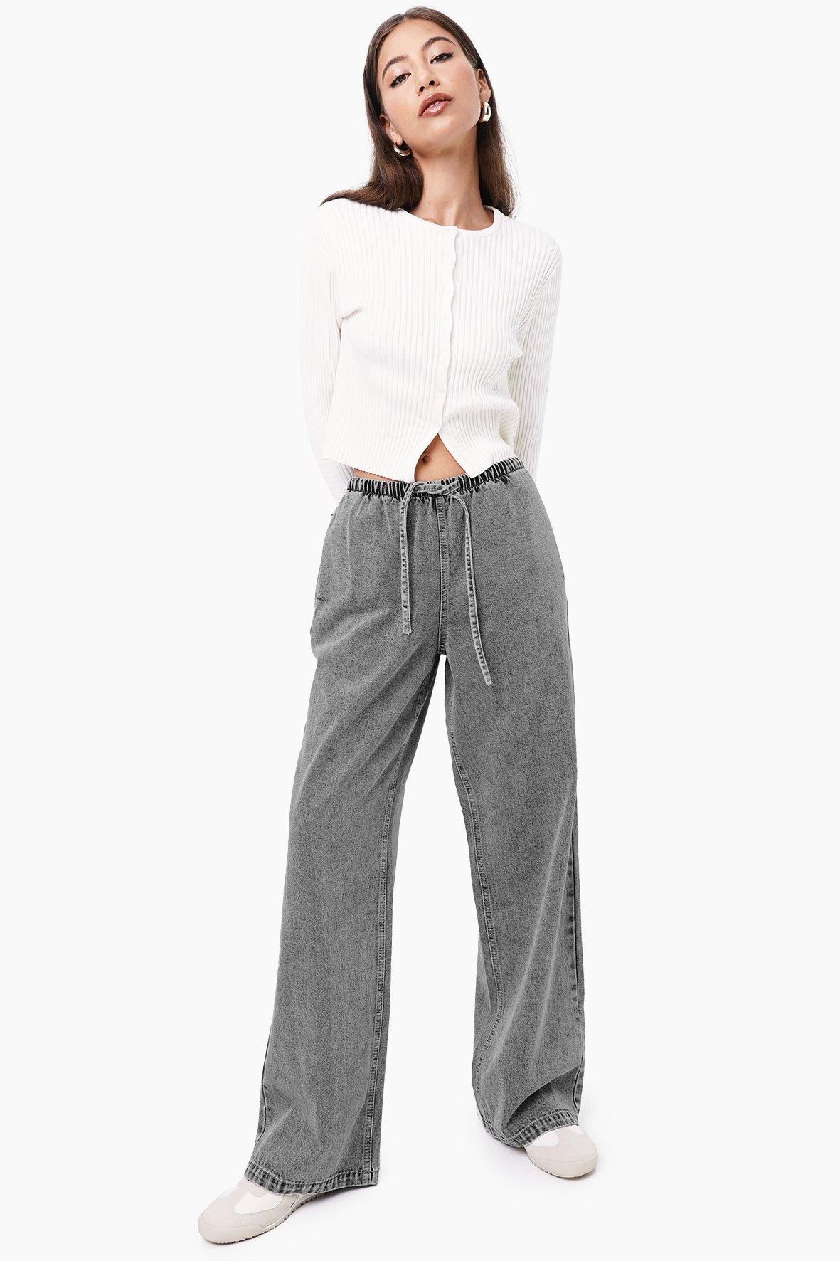 Denim Shirting Wide Leg Pants