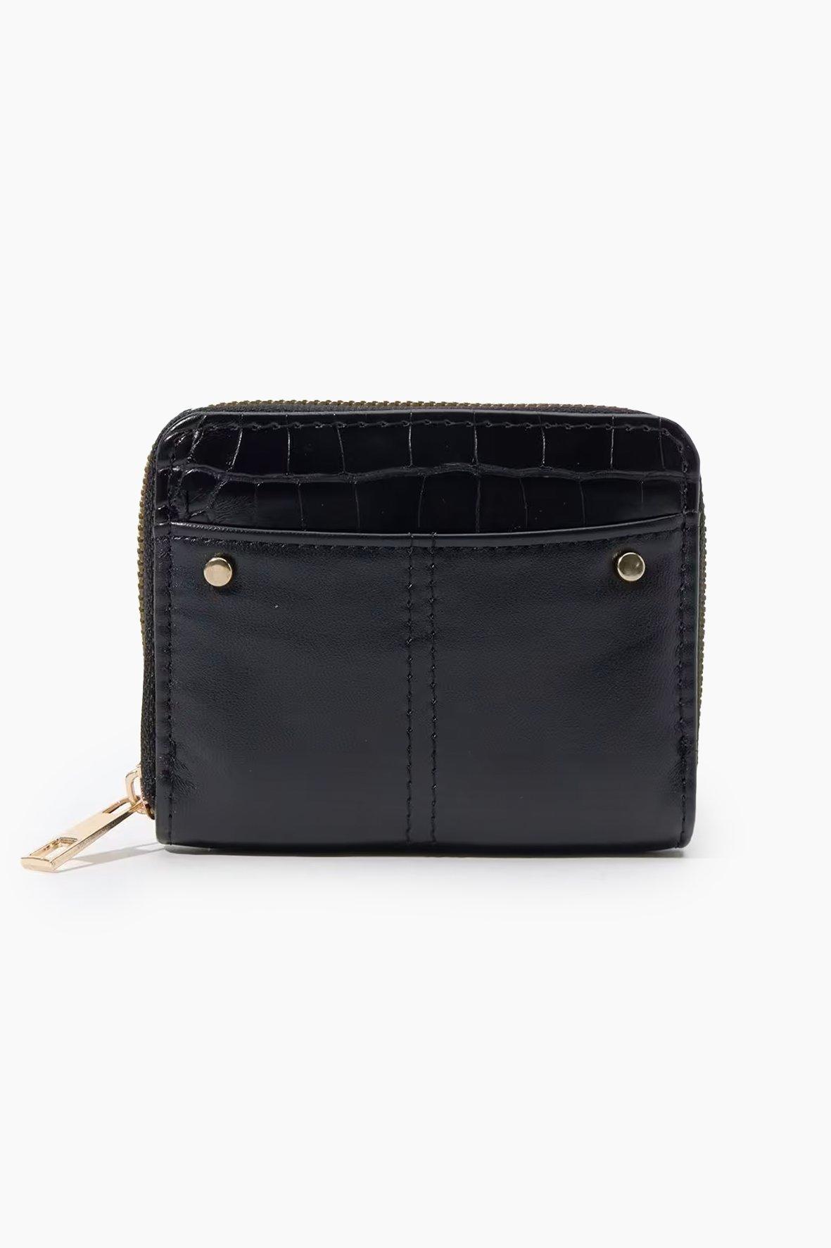 MINI WALLET 11 IN BLACK CAVIAR SKIN GOLD METALLIC
