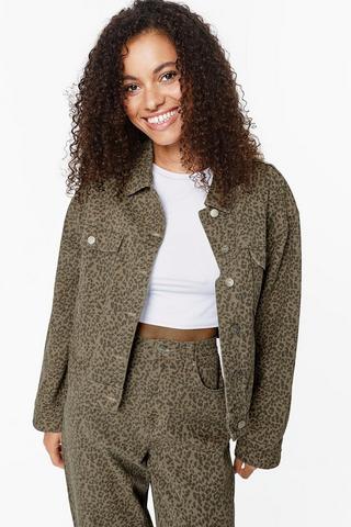 Leopard Print Denim Jacket