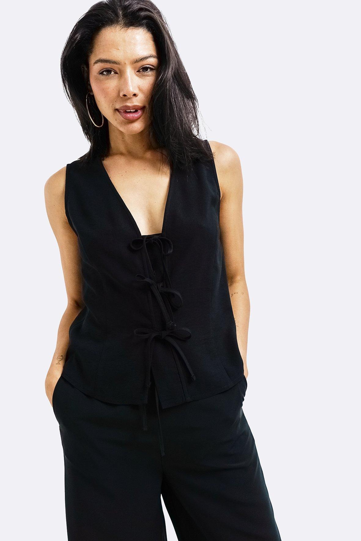 Front Tie Button Down Blouse main image 1