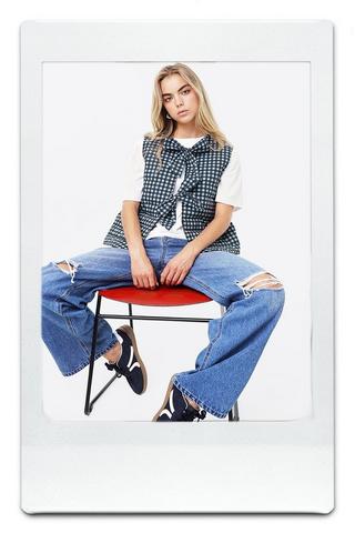 Gingham Tie Front Gilet