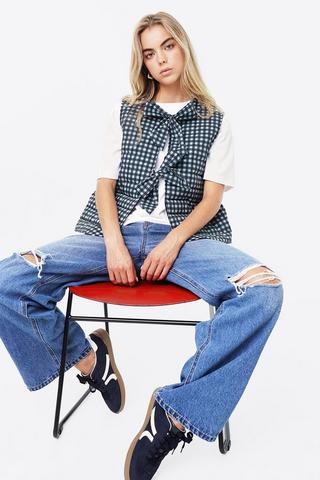 Gingham Tie Front Gilet