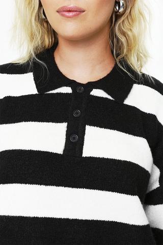 Stripe Johnny Collar Knit