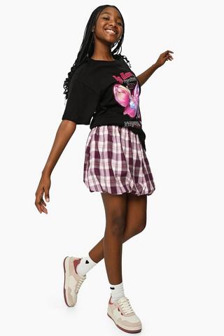 Check Bubble Hem Mini Skirt