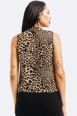 Leopard Print Tie Front Blouse