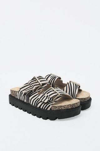 Zebra Print Double Buckle Slider